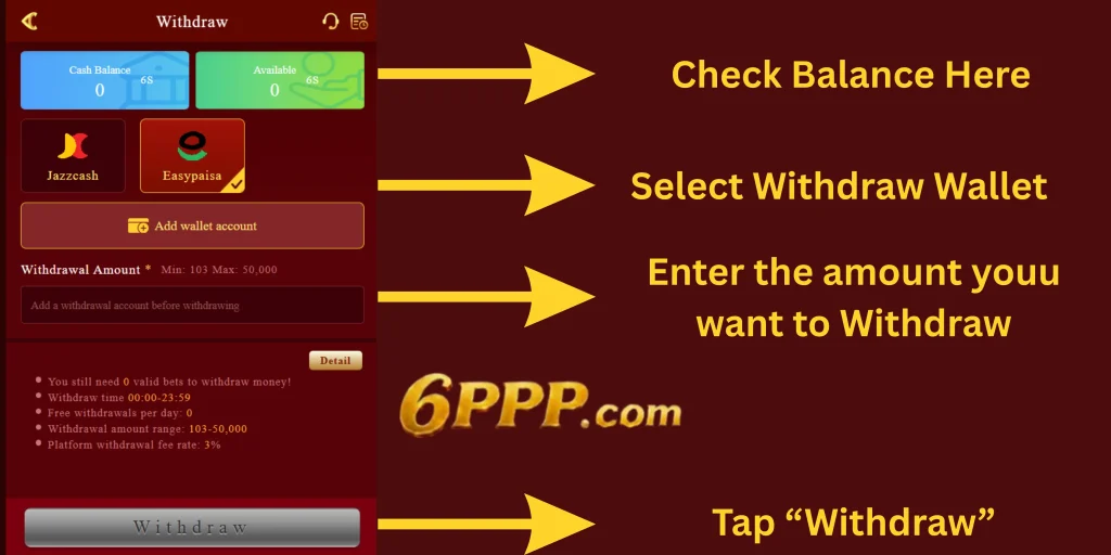 6PPP Game - Withdraw Process
