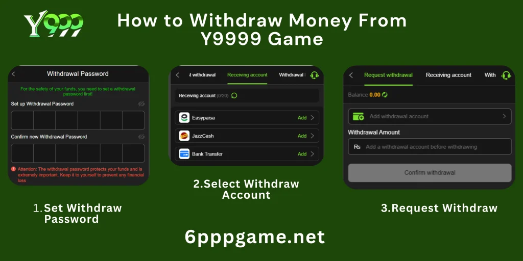 Y9999 Game withdraw process